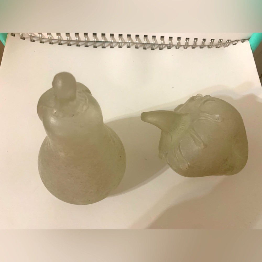 Vintage Murano Scavo Frosted Glass Pear and Strawberry